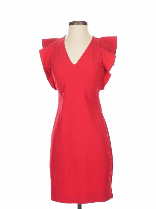 Yoana Baraschi Dresses & Skirts - Yoana Baraschi Red V-Neck Ruffle Sleeve Mini Dress